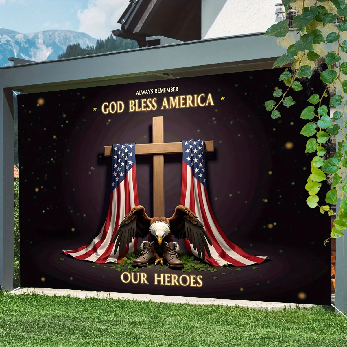 VIKAMA Patriotic Memorial Tapestry Living Room Decoration Eagle Memorial Day Patriotic Theme Room Decoration