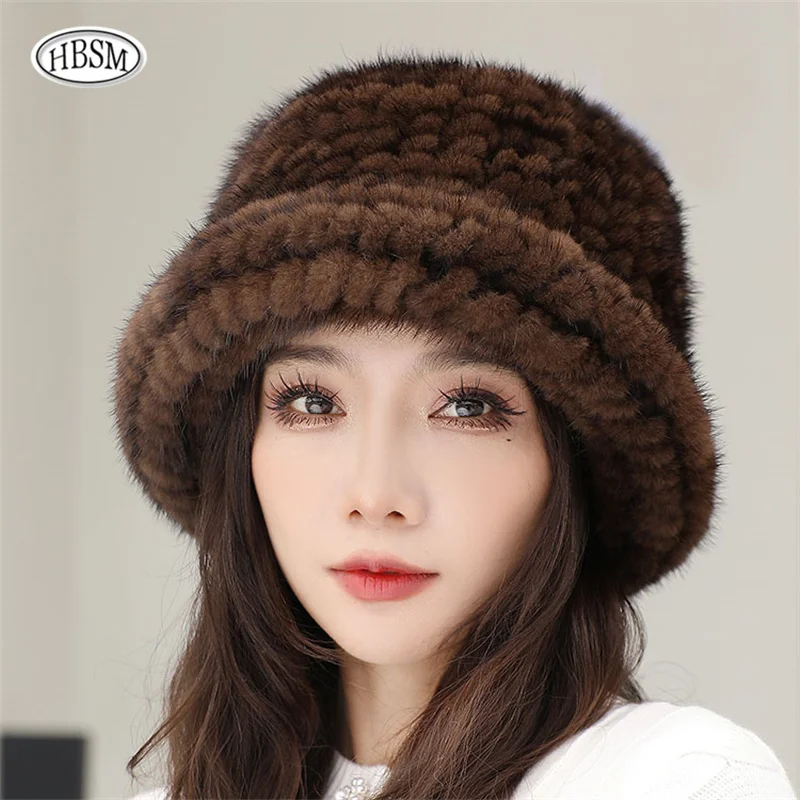 Hat Woman Winter Mink Fur Fisherman Hat Women Versatile Warm Female Casual Party Fur Hats Women\'s CAP Ins Plush Bucket Hat