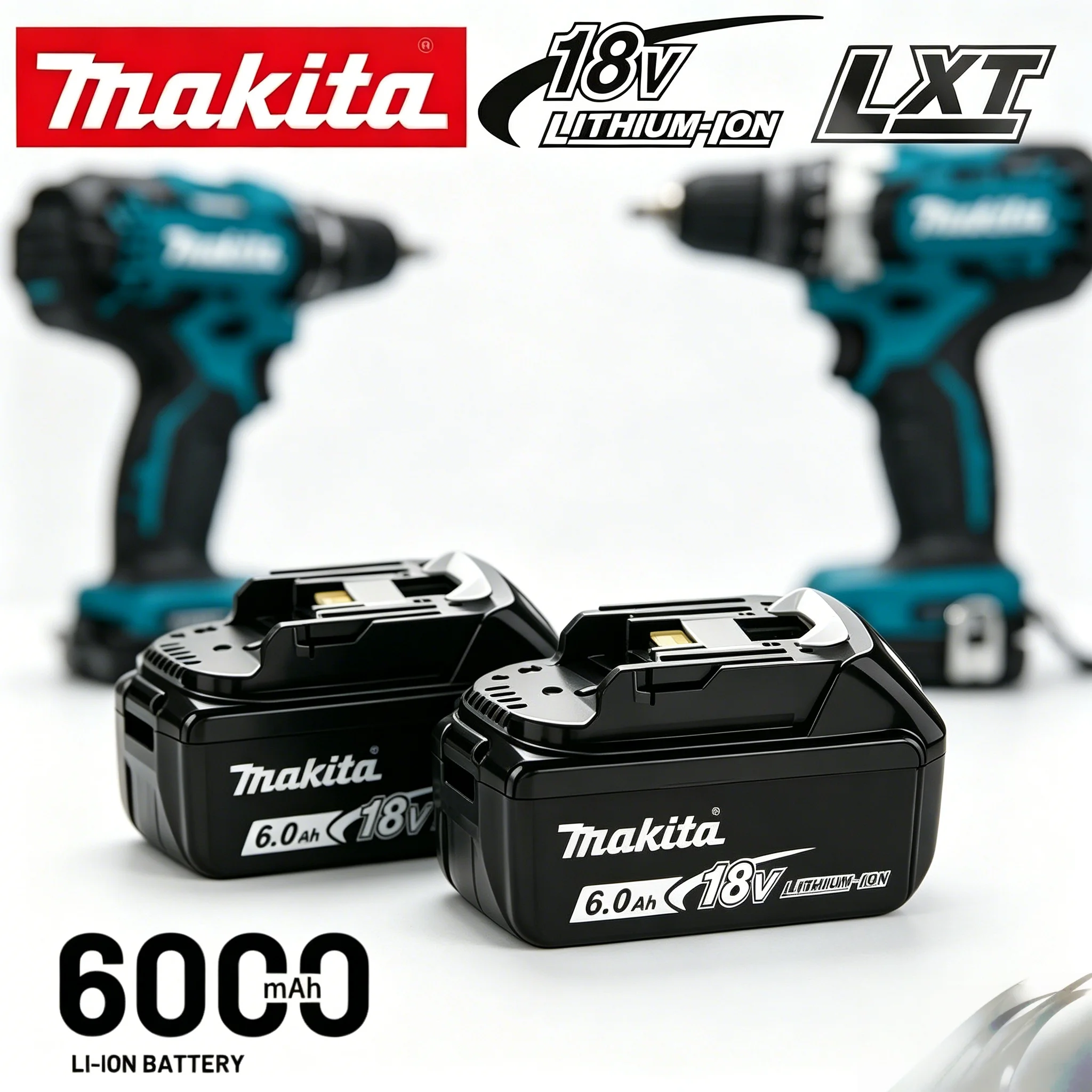 

for LXT Cordless Tools, Original Makita 18V 6.0Ah Lithium Battery BL1860, Compatible with BL1850 BL1840 BL1830B BL1815