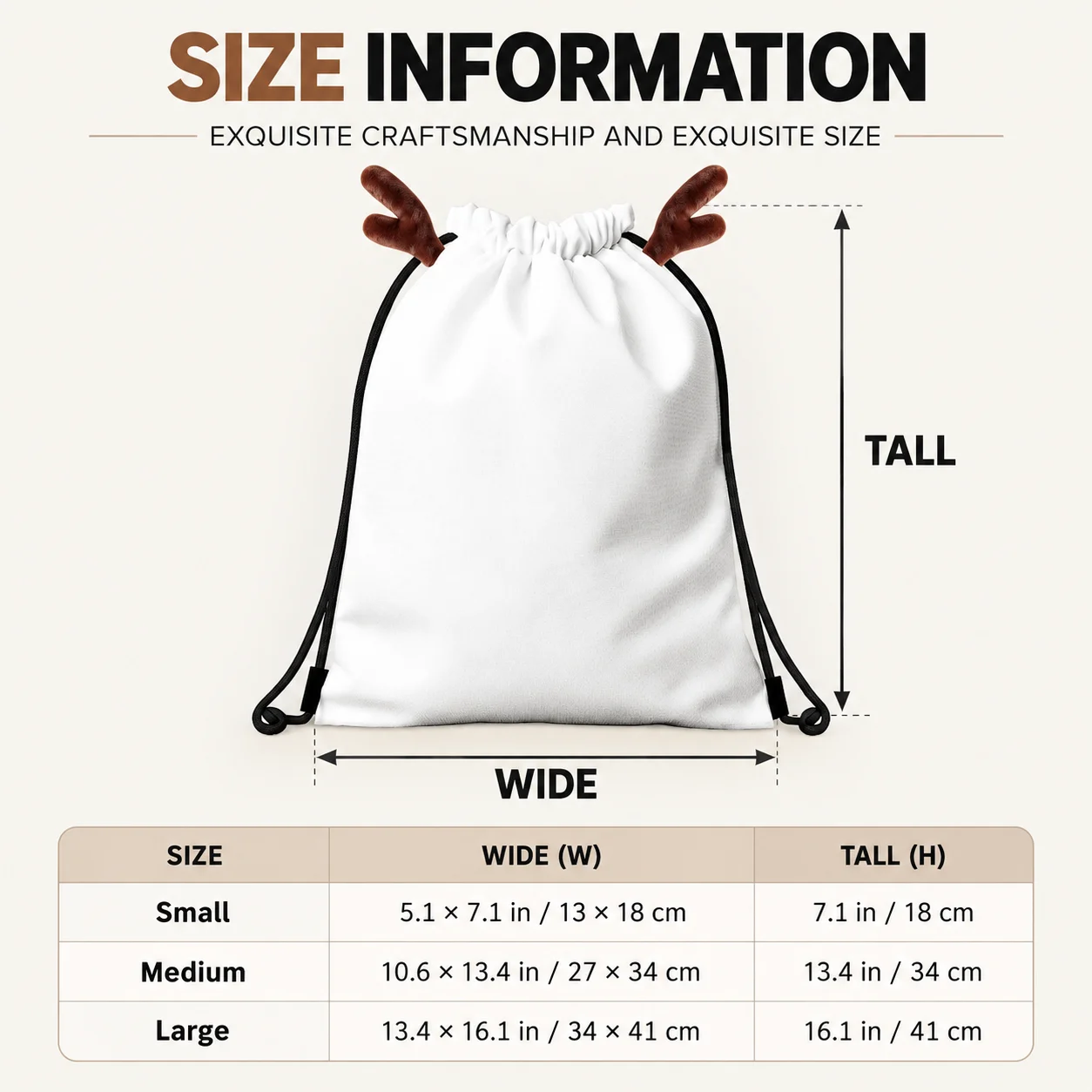 Custom Drawstring Bag Antler Cute Pattern Spring Pongee Large Capacity Machine Washable Cinch Sack For Gym Shopping And School