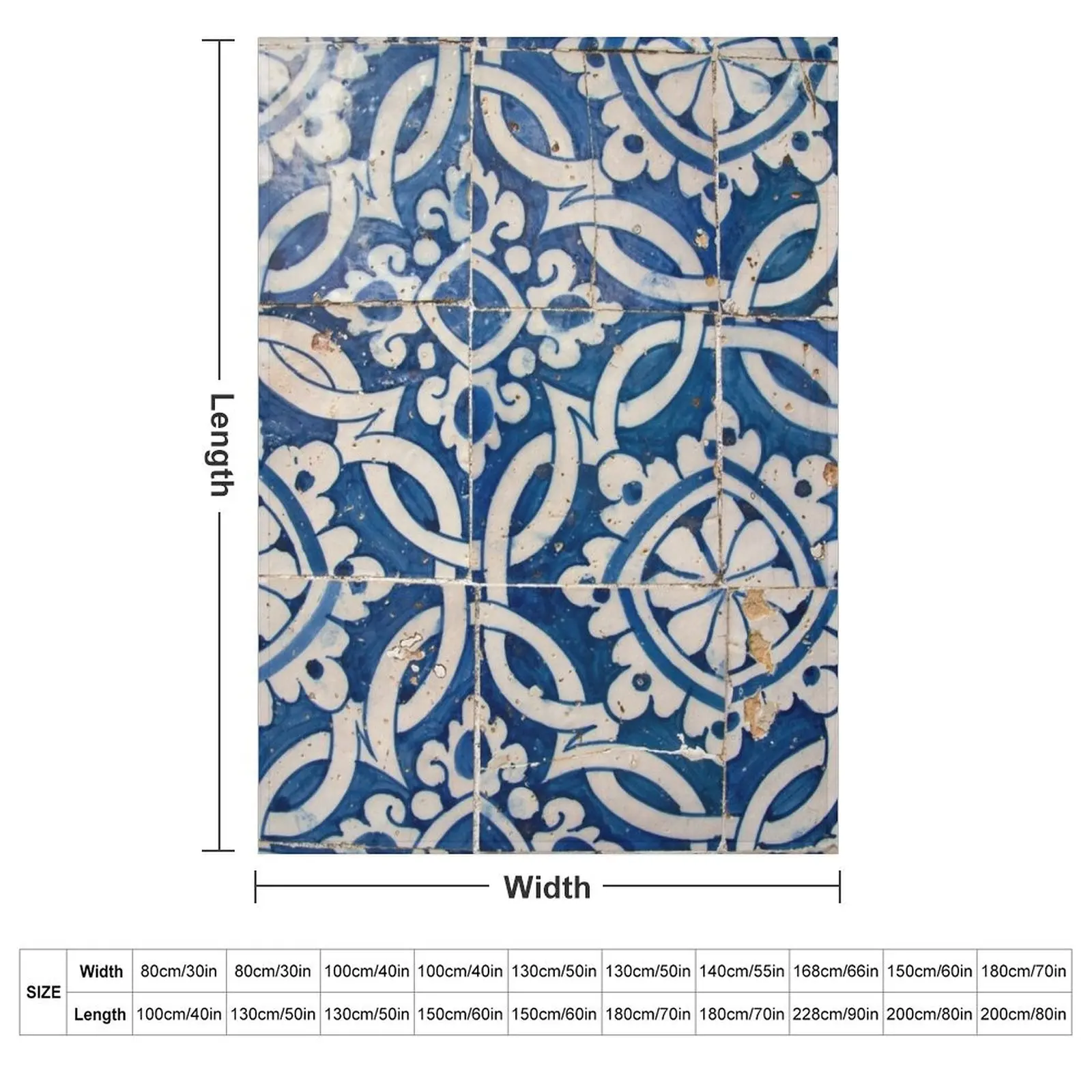 Vintage portuguese azulejo Throw Blanket couch cozy soft plush fuzzy picnic outdoor blanket