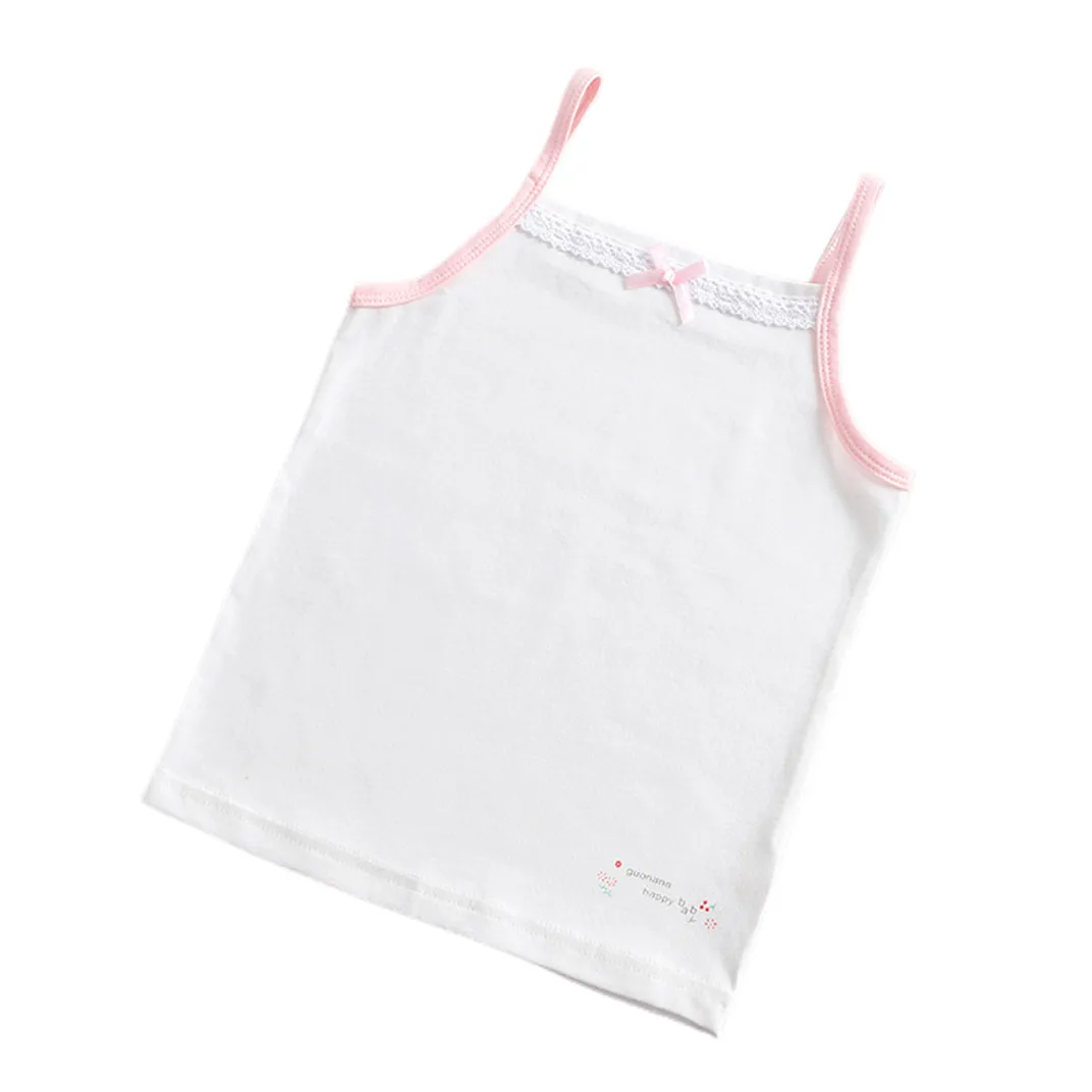 3 teile/los Mädchen Singlet Unterwäsche Tank Nette Design Unterhemden Baumwolle Tank Bogen Tops für Baby Mädchen Größe 100-150 atmungsaktive Tops – Detail 8