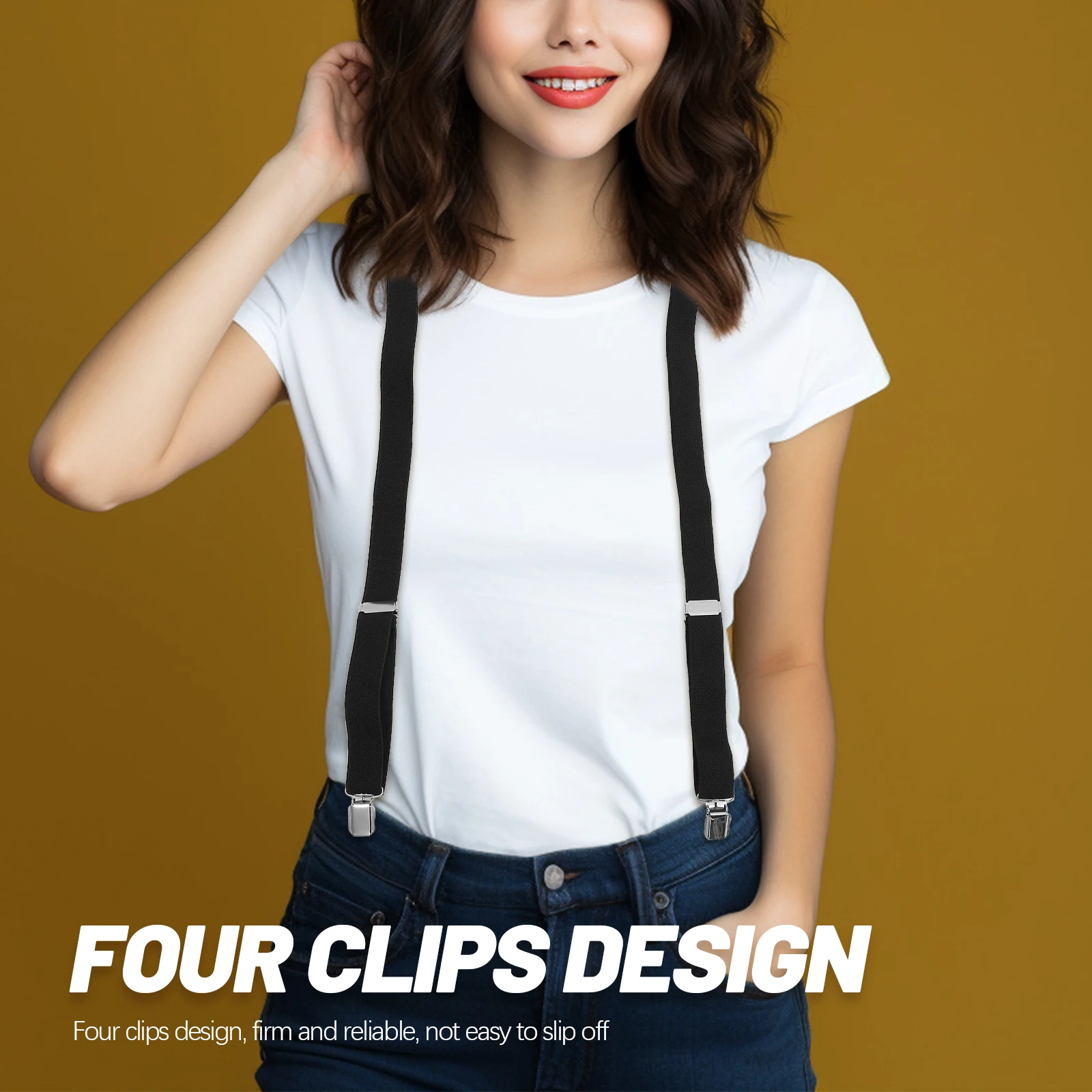 

Elastic Back Heavy Duty Unisex Adjustable Pants Suspenders For Jeans Suit Work Black Men'S Clothing Accessories