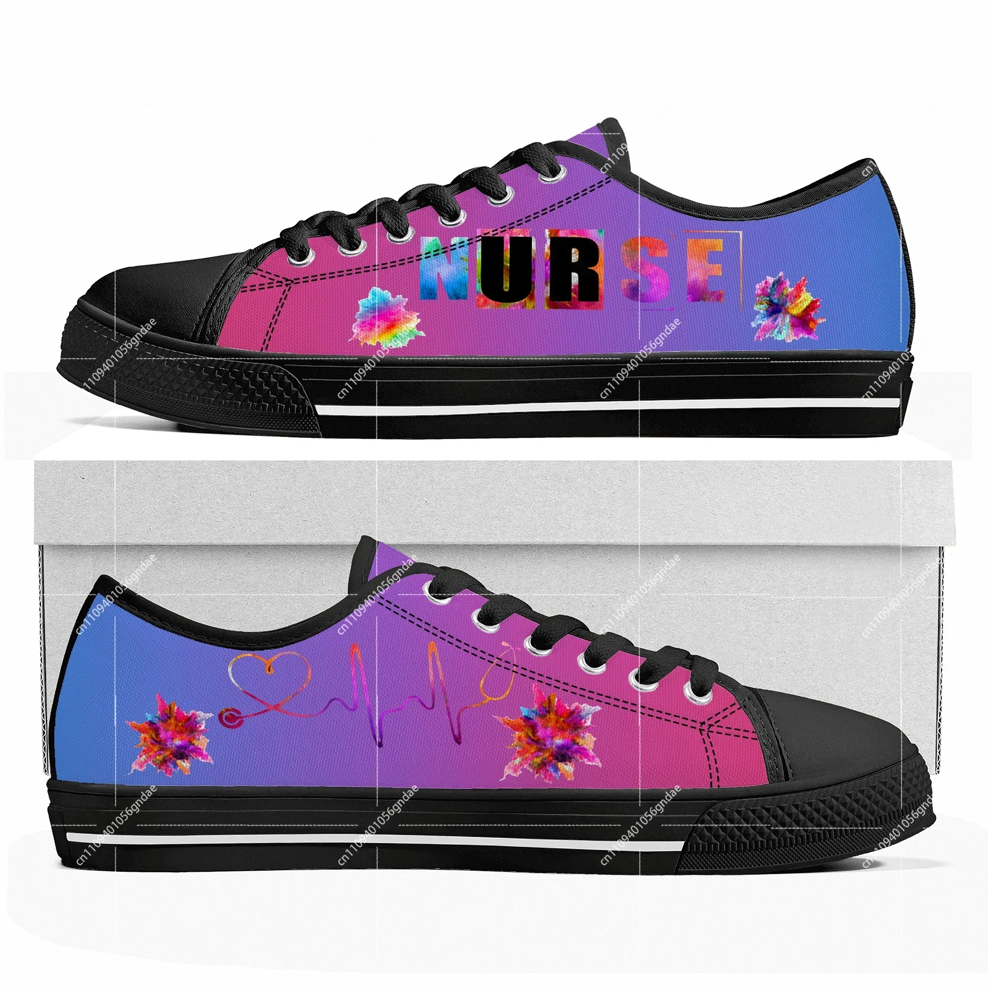 

New Nurse Shoes Heart Beat Brand Custom Low Top Sneakers Women Men Teenager Shoes Casual Tailor Made Canvas Sneaker
