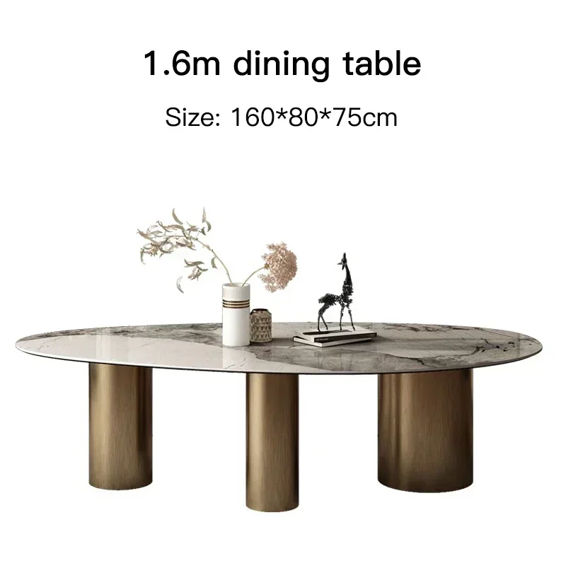 

Oval Slate Dining Table And Chair Combination For Large Family Modern Minimalist Light Luxury Villa Kitchen Table