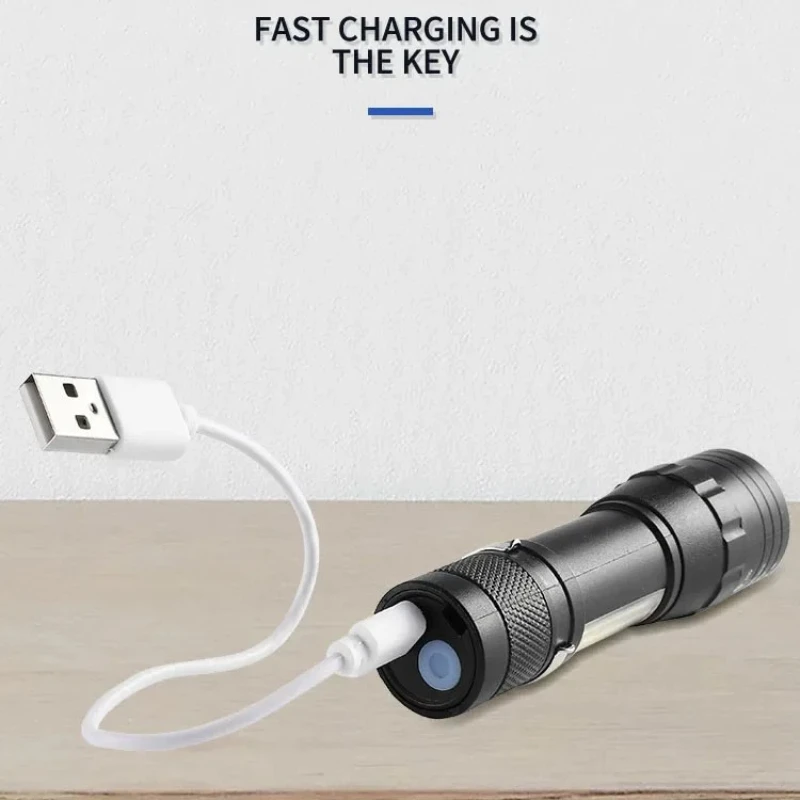 1-9PCS LED Flashlight Rechargeabletorch Power Waterproof Light Outdoor Camping  Tactical Flashlight Emergency Lantern Side Clip