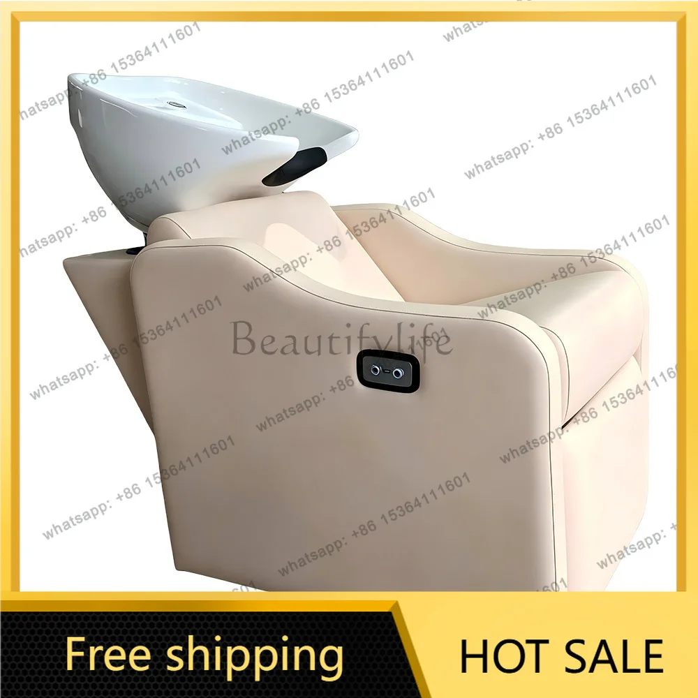 Factory Direct Sales Electric Silent Hair Salon Ceramic Basin Flush Bed Fashion Barber Shop Hair Salon