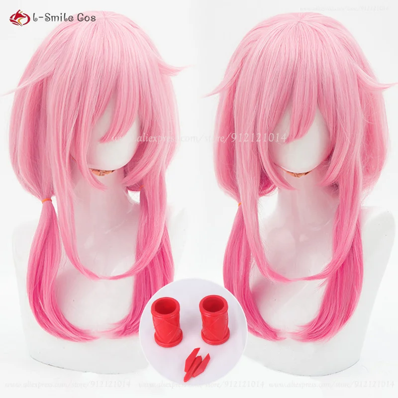 Anime Yuzuriha Inori Cosplay Wig 45cm Short Pink Gradient Heat Resistant Synthetic Hair Halloween Party For Woman Wigs + Wig Cap