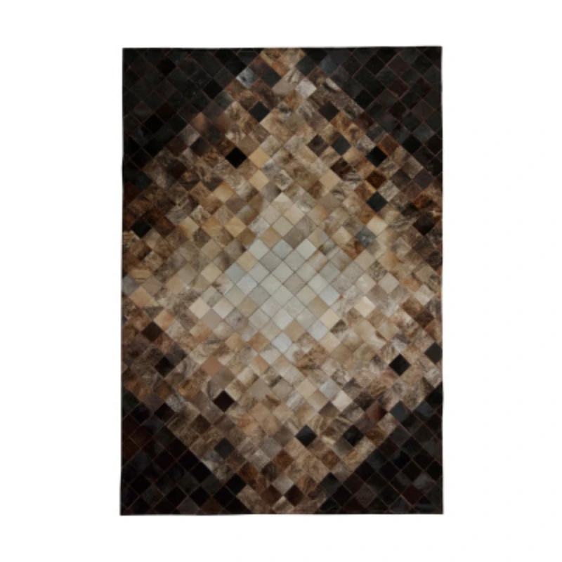 2023 New Hand-stitched Natural Cowhide Rectangular Rugs, Living Room Bedroom Rugs, Sofa Geometric Custom Large Rugs.