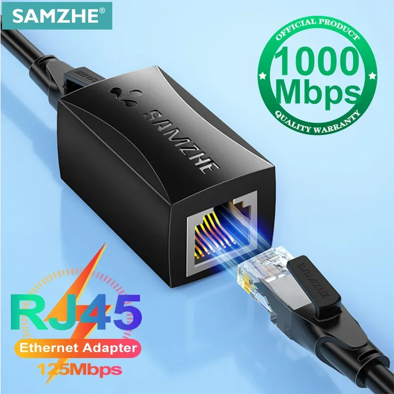 Adapter SAMZHE Ethernet 8P8C RJ45 Przedłużacz kabla Lan do kabla połączeniowego internetowego Kabel żeński do żeńskiego