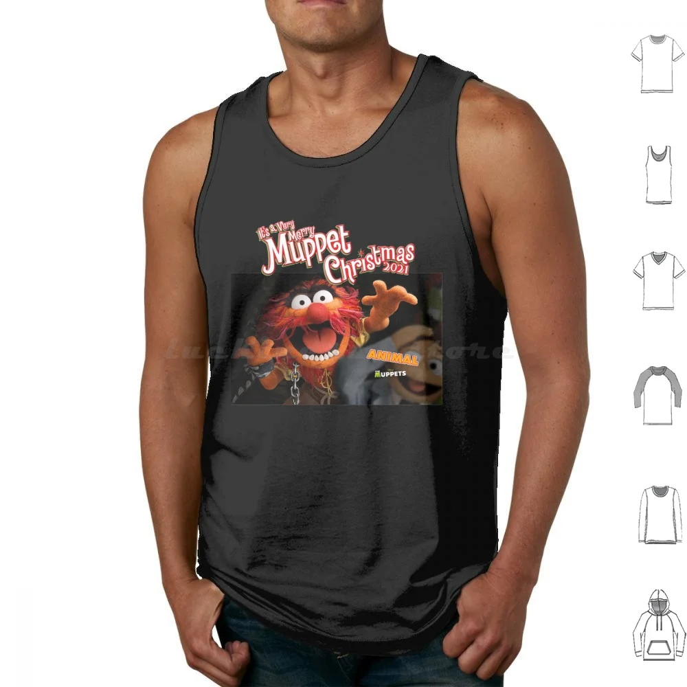 The Animal Very Merry Christmas Tank Tops Print Cotton Christmas Animal Drummer The Show Drummer The Show Piggy The Art