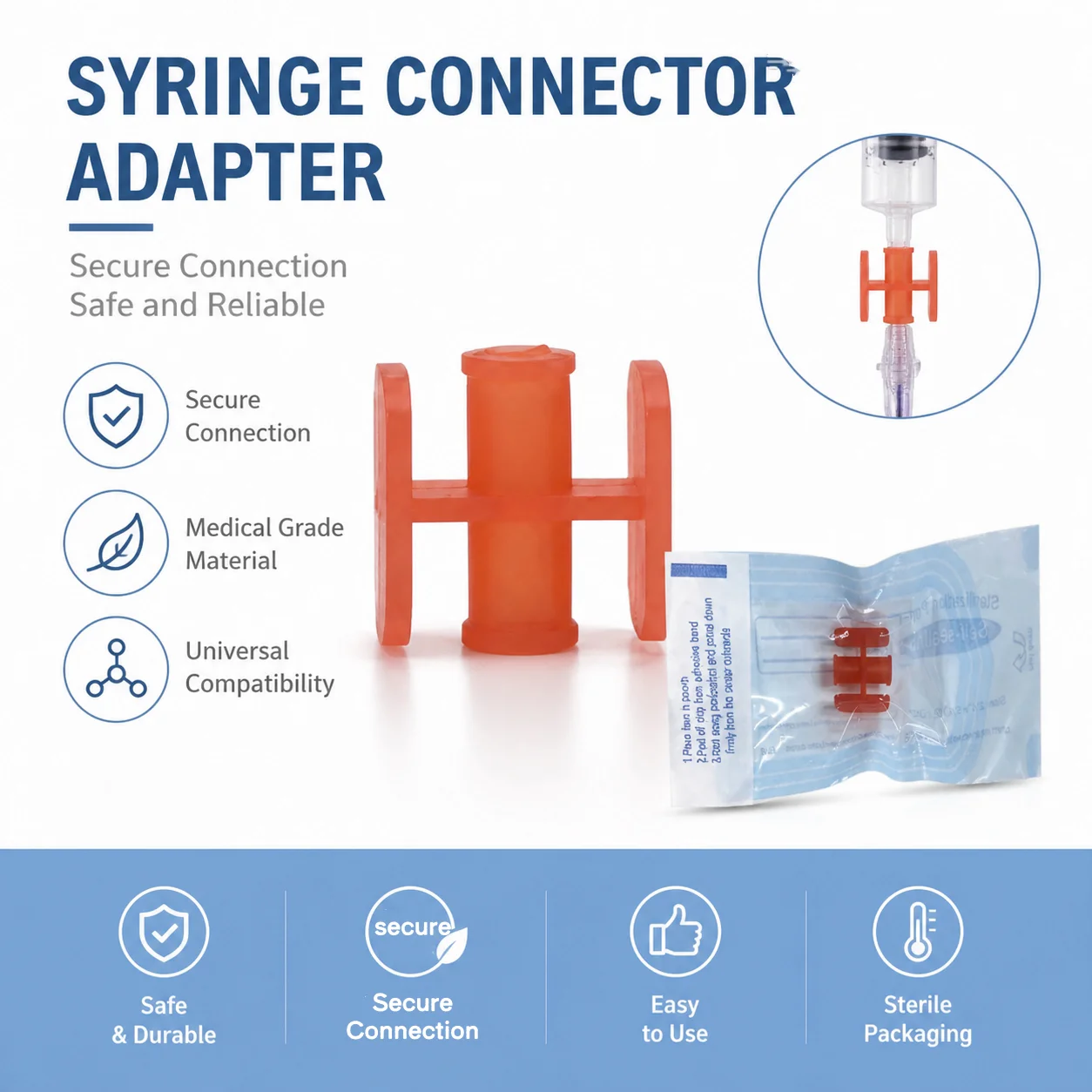 Individual Sterile Packed Red Syringe Connector Disposable Syringe Coupler Secure Connection Transfer Adapter Beauty Supplies