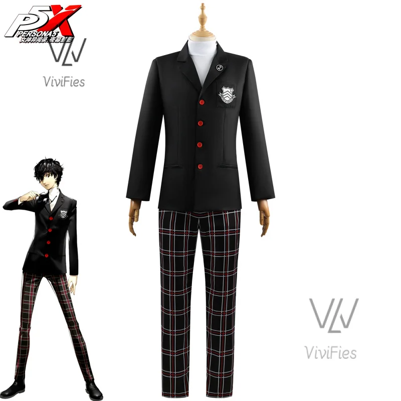 Ren Amamiya Akira Kuru Cosplay Costume Wig Glasses Game Persona 5 Men's Women School Uniform Halloween Convention Party Outfit