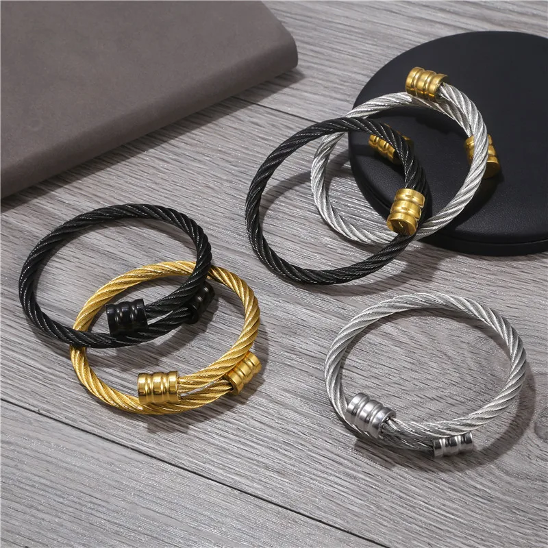 Personality Charm Men\'s Cylindrical Head Titanium Steel Bracelet Bangle No Fade Color Simple Hand Jewelry Party Accessories