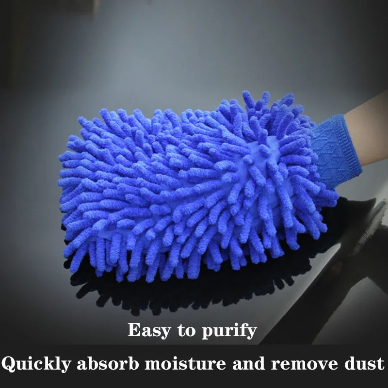 Double-sided Car Care Cleaning Gloves Cleaning Cloth Towel Mitt Car Accessories Microfiber Washable Car Washing Gloves washing