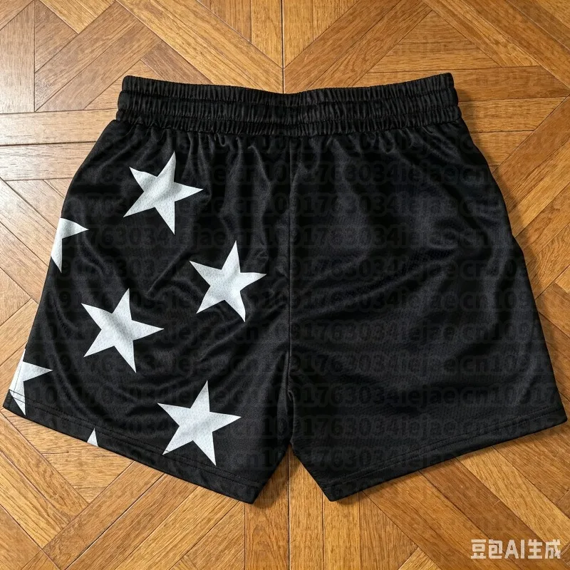 American Retro Sportswear Style with Staggered Five-pointed Star Patterns Men's Sports Casual Shorts for Summer Training Fitness
