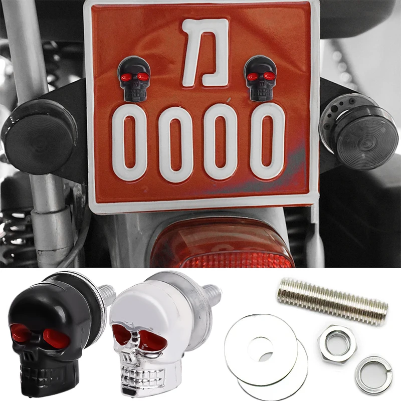 Universal Motorcycle License Plate Screw Fasteners 3D Skull License Plate for Motorcycle Electric Bicycle Decorative Screw