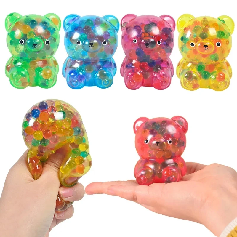 TPR Stree Relief Teddy Bear Squishy Toy Syrup Kid\'s Gift Color Animal Pinch Fidget Sensory Decompress Squeeze Sugar Vent Ball