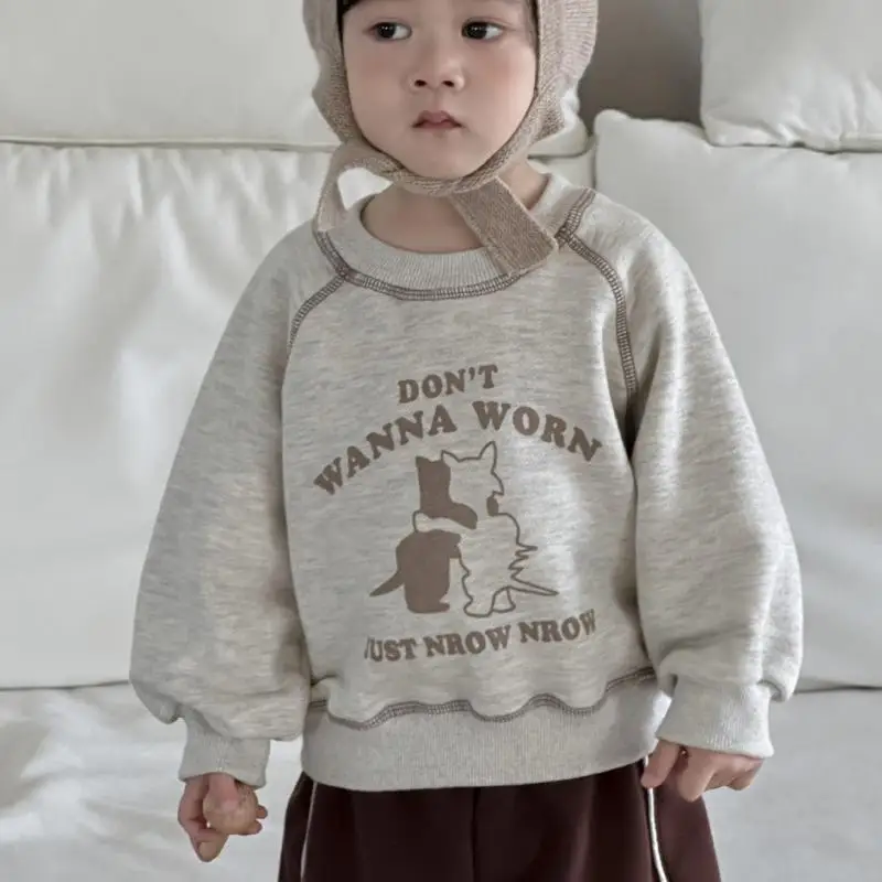 

2025 Winter New Children Long Sleeve Fleece Sweatshirt Boys Girls Cartoon Pullover Baby Plus Velvet Thick Warm Tops Kids Clothes