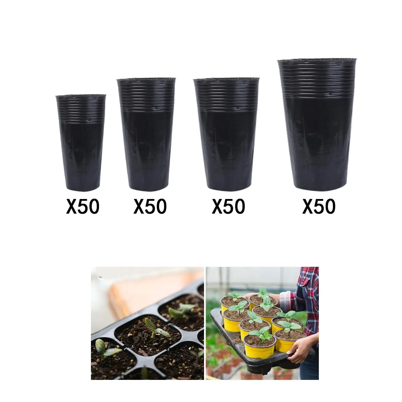 

50x Plant Seedling Pots Nursery Cups Containers for Backyard Yard Outdoor