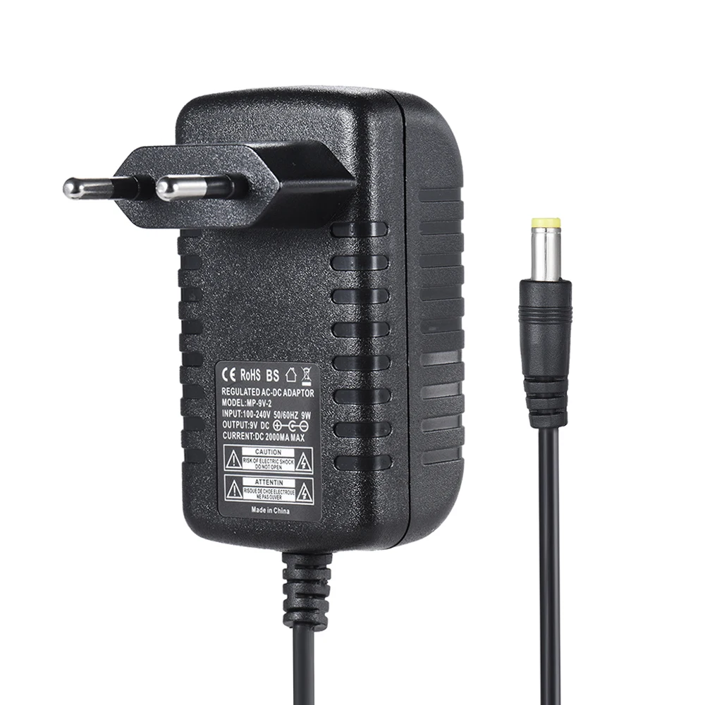 MAT-9V 2A Effect Power Supply Adapter Suitable for Guitar and Bass Effects 100~240V/110~240V Input EU and US Plugs