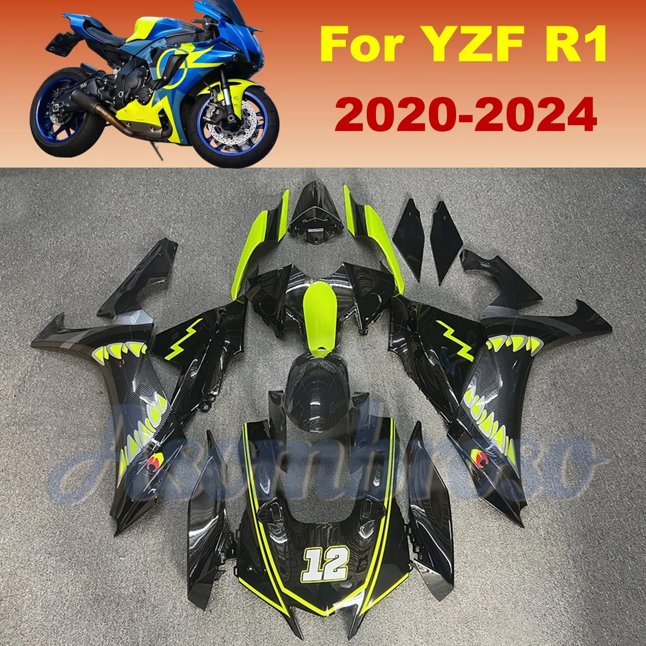 

For Yamaha YZFR1 2020 2021 2022 2023 2024 2025 YZF-R1 Injection Fairing Kit | Shark Decal & Carbon Fiber