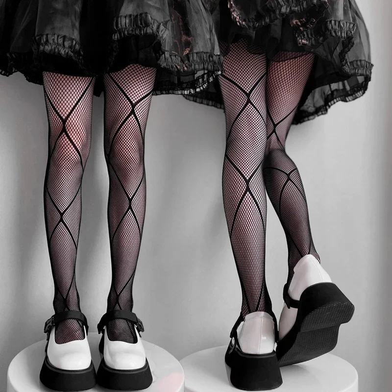 

Japanese Style Women's Tights Summer Nylon Print Stocking Sexy Lingerie Gothic Hosiery Seamless Fishnet Mesh Pantyhose High Sock
