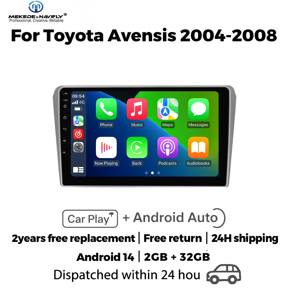 

Android 14 Intelligent Car audio system For Toyota Avensis T25 2002 - 2008 2 Din Carplay ips Screen Car Stereo Multimedia Player