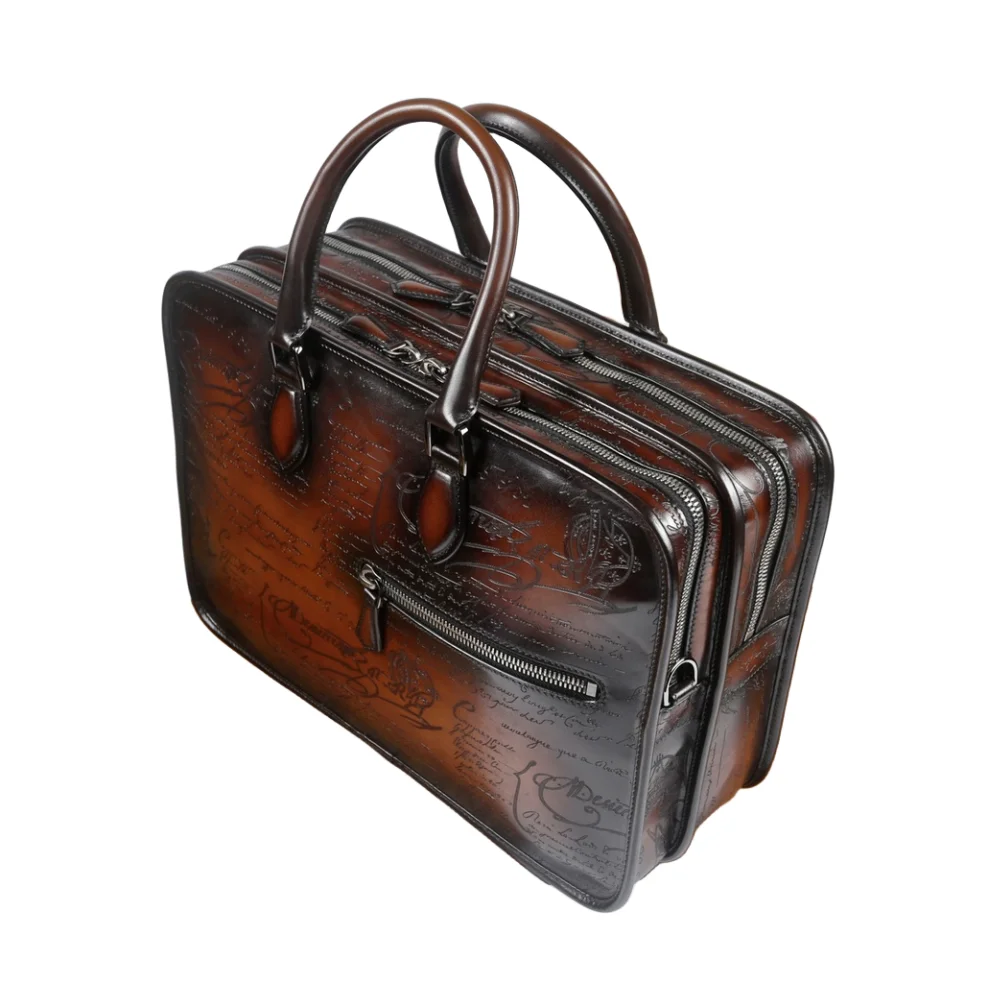 DIMY Hand Patina Leather Messenger Bag Dutch Calfskin slip da uomo Business borse a tracolla con doppia cerniera per Gentleman D9161