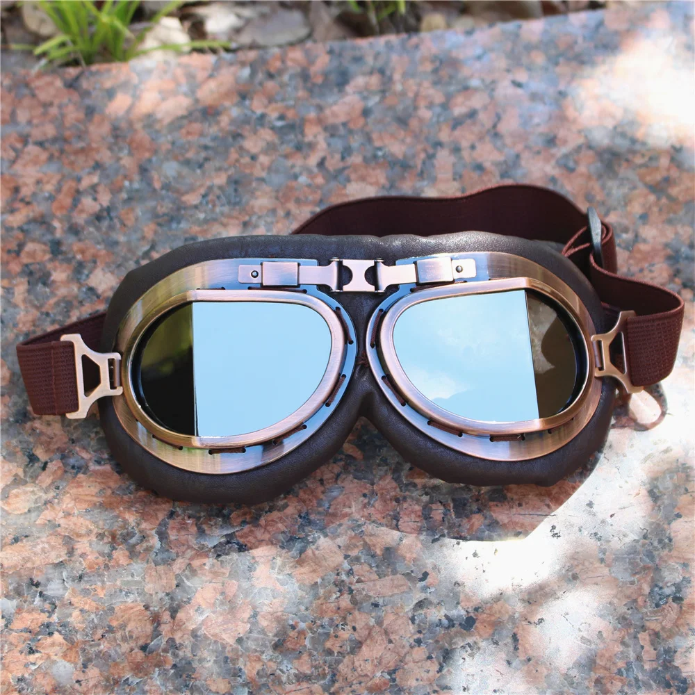 

Retro Vintage WW2 Pilot Goggles Motocross Helmet Jet Pilot Glasses Motorcycle Scooter Offroad Eye Protection