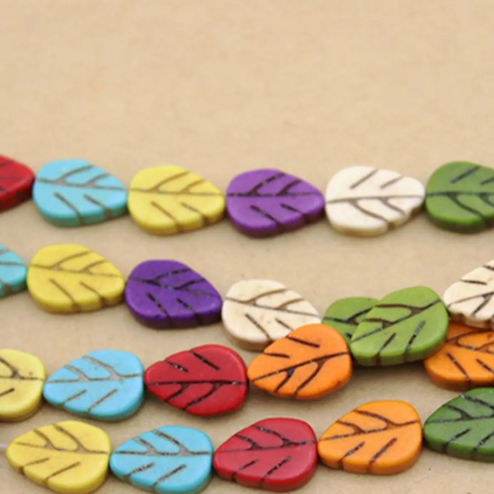 

27Pcs Colored Agate Leaf Grain Stone Beads Creative DIY Craft Accessories for Jewelry Making Necklace Bracelet Keyring