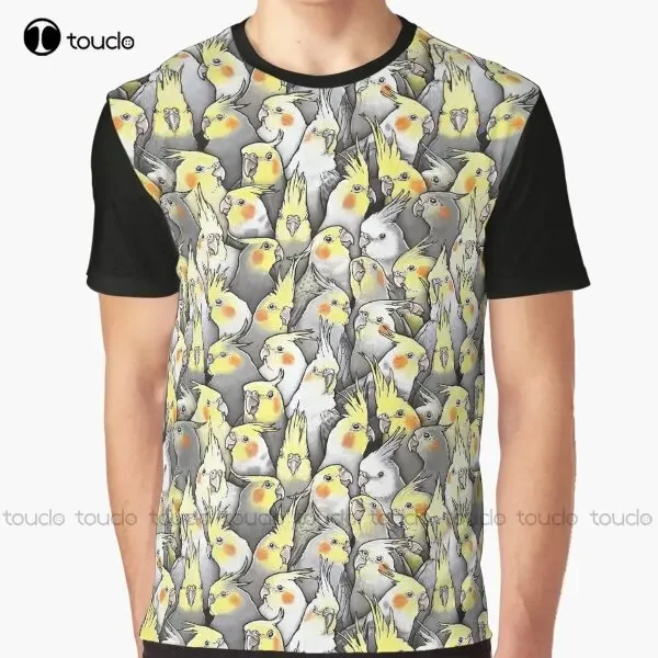 Cockatiels Galore Graphic T-Shirt Custom Aldult Teen Unisex Digital Printing Tee Shirts Custom Gift Xxs-5Xl Streetwear