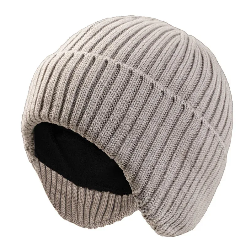 

Big Head Men Women Winter Running Cycling Hat with Ear Flaps Snow Thermal Warm Knit Skull Cap Dad Oversize Fleece Wool Beanies