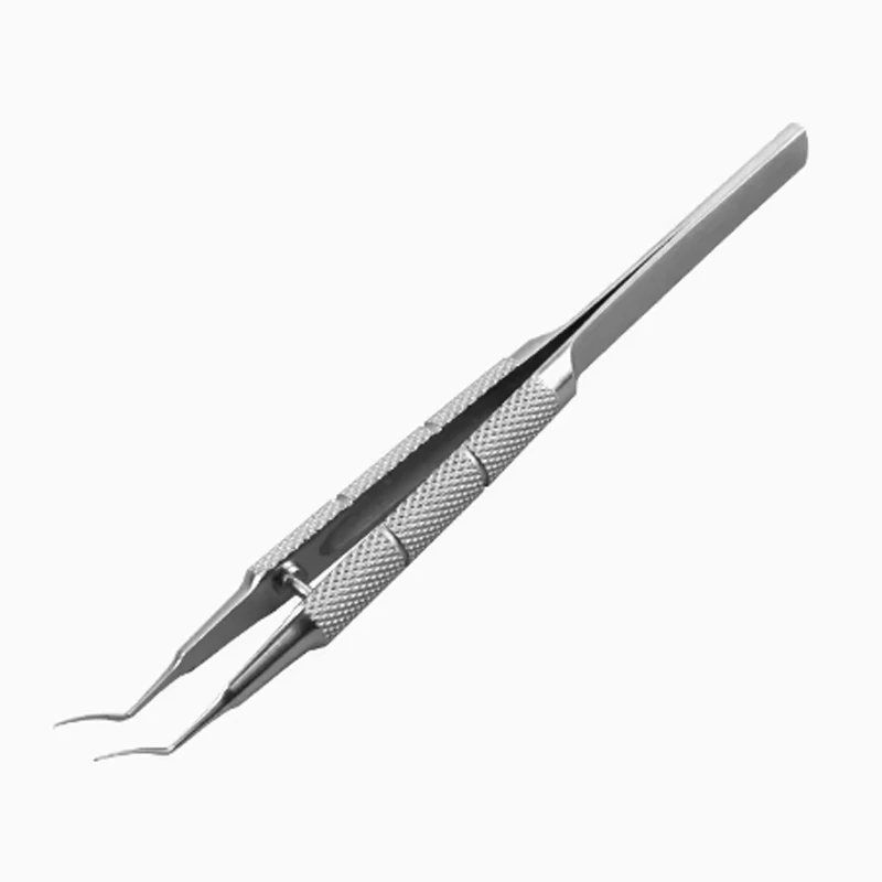 Aço inoxidável rasgando Fórceps para Oftálmica Microsurgical Instruments, liga de titânio, ângulo curvo, Haff, 1.8mm