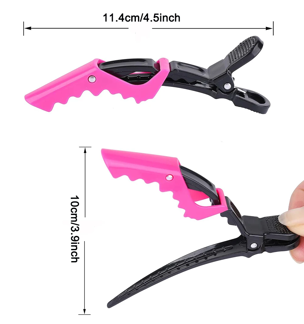 Pince à cheveux en plastique alligator pour hommes et femmes, épingle à cheveux non alde, pince à cheveux durable, noir, rose, accessoires de coiffure, 6 pièces