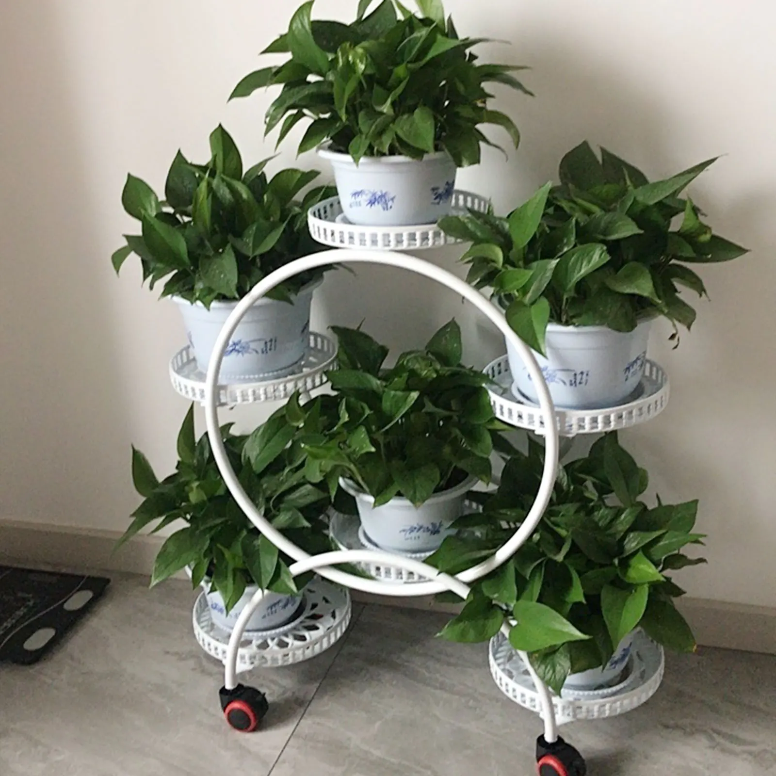 

Durable Plant Stand with Multi-Tier Staggered Design, Wheels for Easy Movement,High-Quality Iron Frame