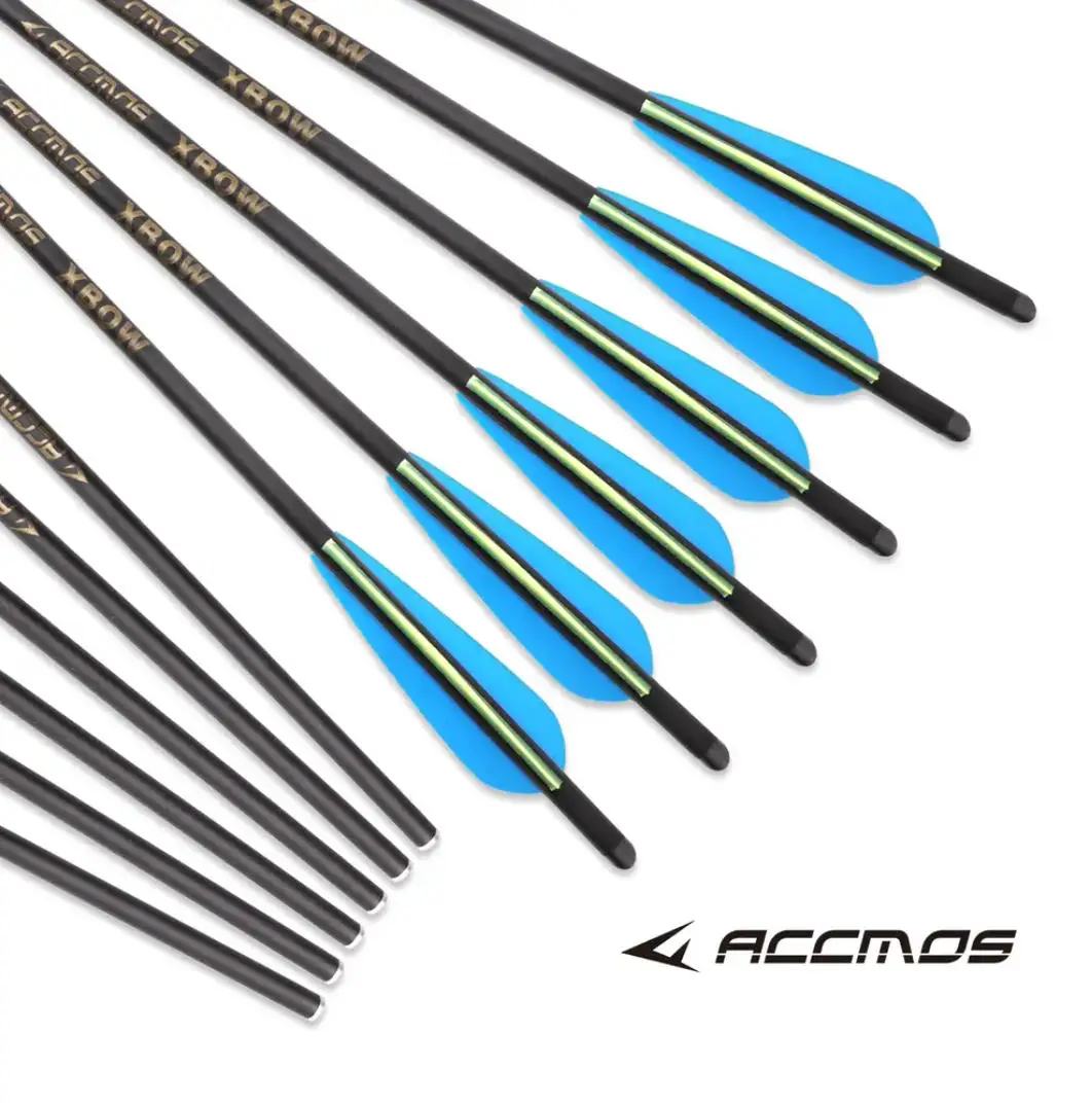 16/18/20/22 Inches ACCMOS 8.8mm Mixed Carbon Crossbow Arrows with Nock & Inserts Archery Hunting Bolts 12pcs