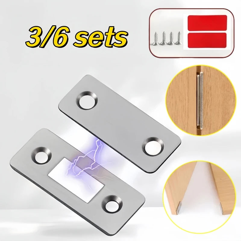 3/6 sets of invisible magnetic cabinet door closers, used for drawers, wardrobe sliding doors, cabinets, refrigerators