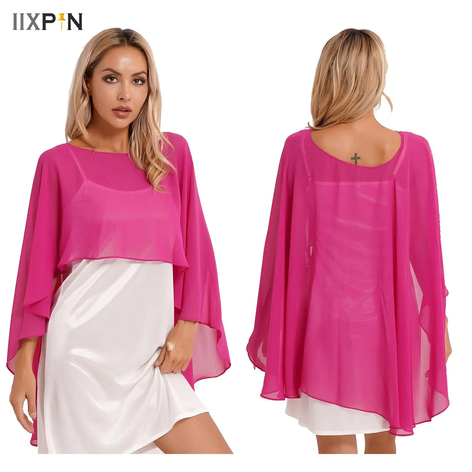 

Women's Soft Chiffon Capes Shawl Ladies Evening Wedding Capes Shrug Ladies Bridal Lightweight Long Shawl Wraps Dress Cover Ups