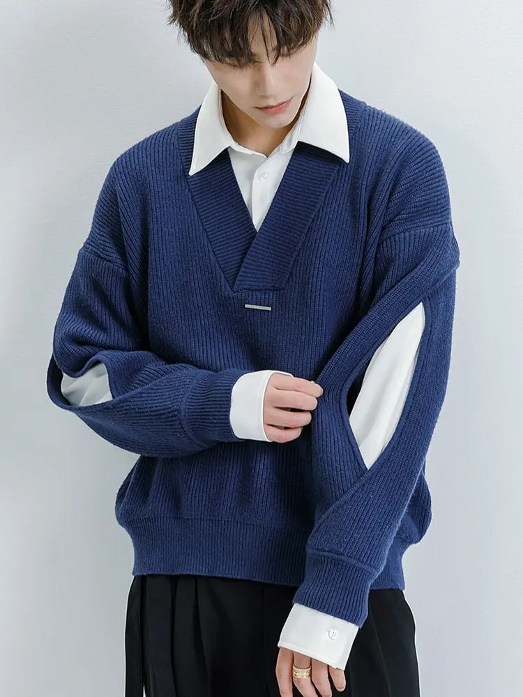 

Теплый мужской трикотажный комплект из двух предметов с воротником-стойкой, осенне-зимний, новый тренд, вязаная внутренняя одежда с элементами комбинирования, повседневный, утепленный, M