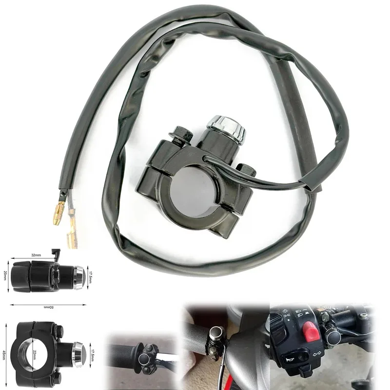 Universal Motorcycle Start-Stop Switch Button Handlebar Swivel Rod Clamp Engine Accessory Pole Mount