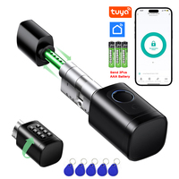 Smart Lock Biometric Lock with Code Cylinder Can Be Used with Bluetooth Tuya Smart Life App Fingerprint and Key to Open the Lock