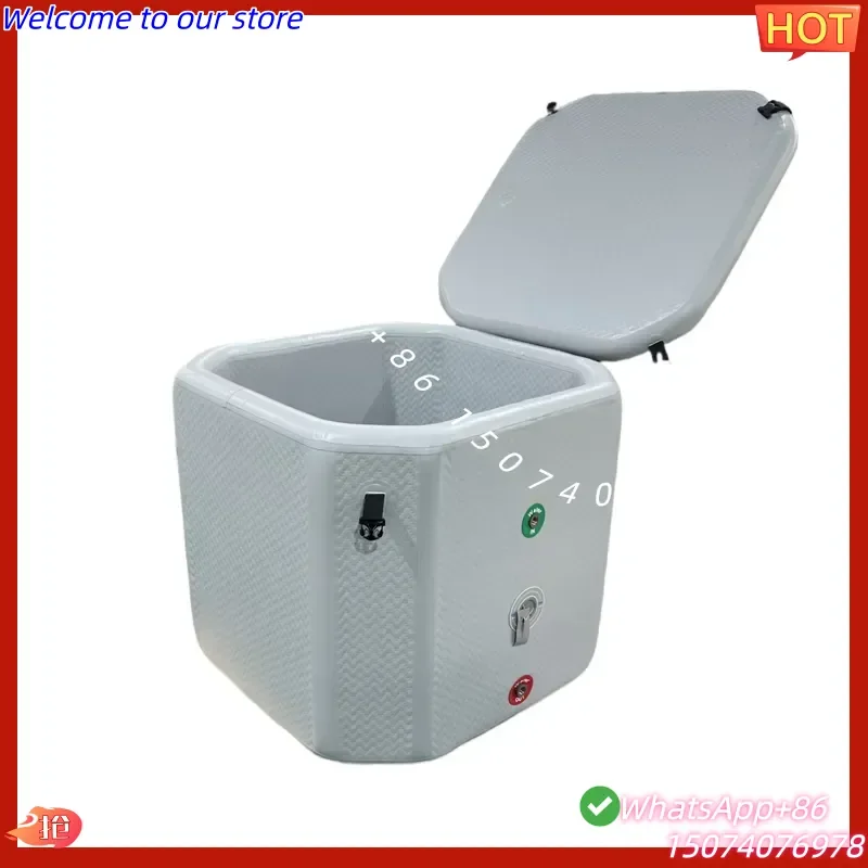 Image of 2026 Neu: Individuell bedruckter, aufblasbarer, kleiner, quadratischer PVC-Tauchpool für den Außenbereich mit Eisbadewanne – Kaltwasserbad-Ausrüstung