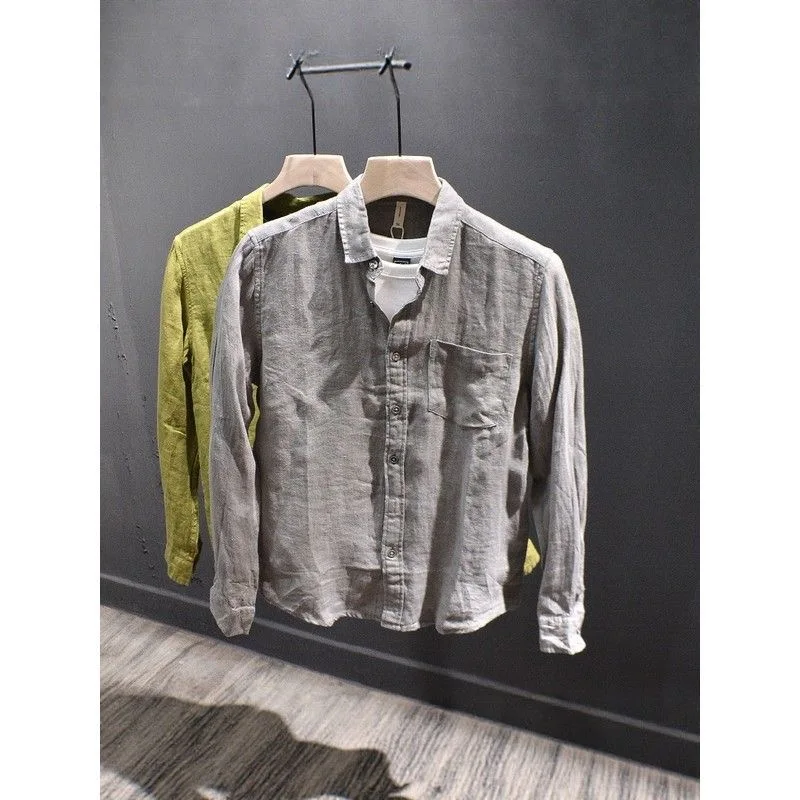 

Retro Loose Fit Men's Casual Shirt Thin Comfortable Cotton Linen Blend Summer Breathable Long Sleeve Simple Style New 2026