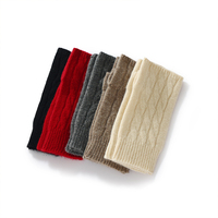 Winter 100%Wool Twisted Short Fingerless Gloves For Women Solid Color Warm Twisted Wrist Guards Knitted Half-Finger Sleeves