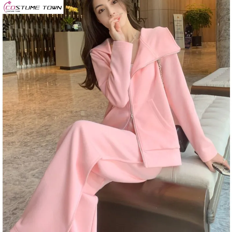 Xiaoxiangfeng New Leisure Sports Set Women's Spring and Autumn Fashion Age Reducing Wide Leg Pants Two Piece Set