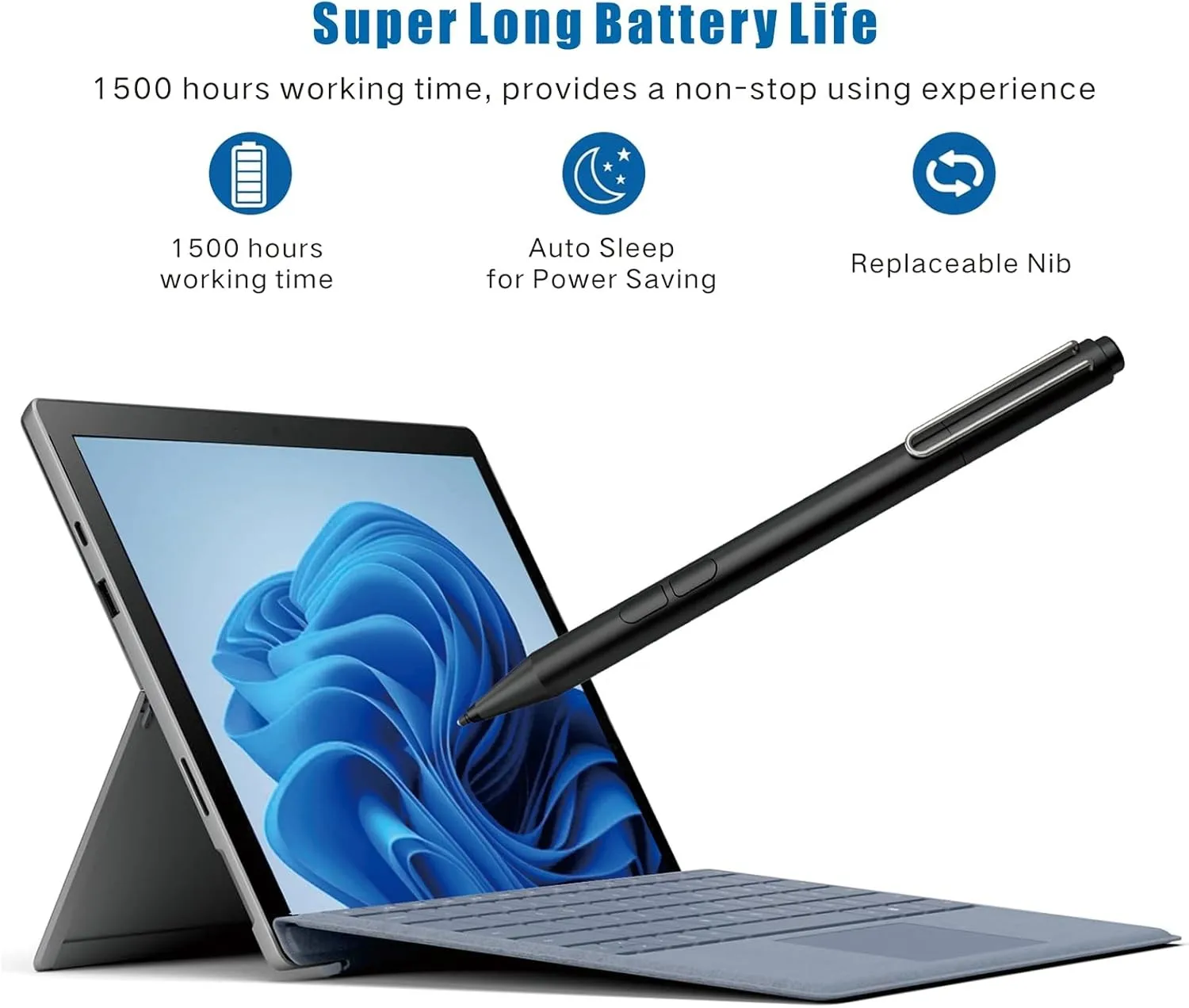 Uogic Pen for Microsoft Surface, Palm Rejection, 1024 Levels Pressure, Flex & Soft HB Nib, for Surface (Pro, Studio, Book, Lapto