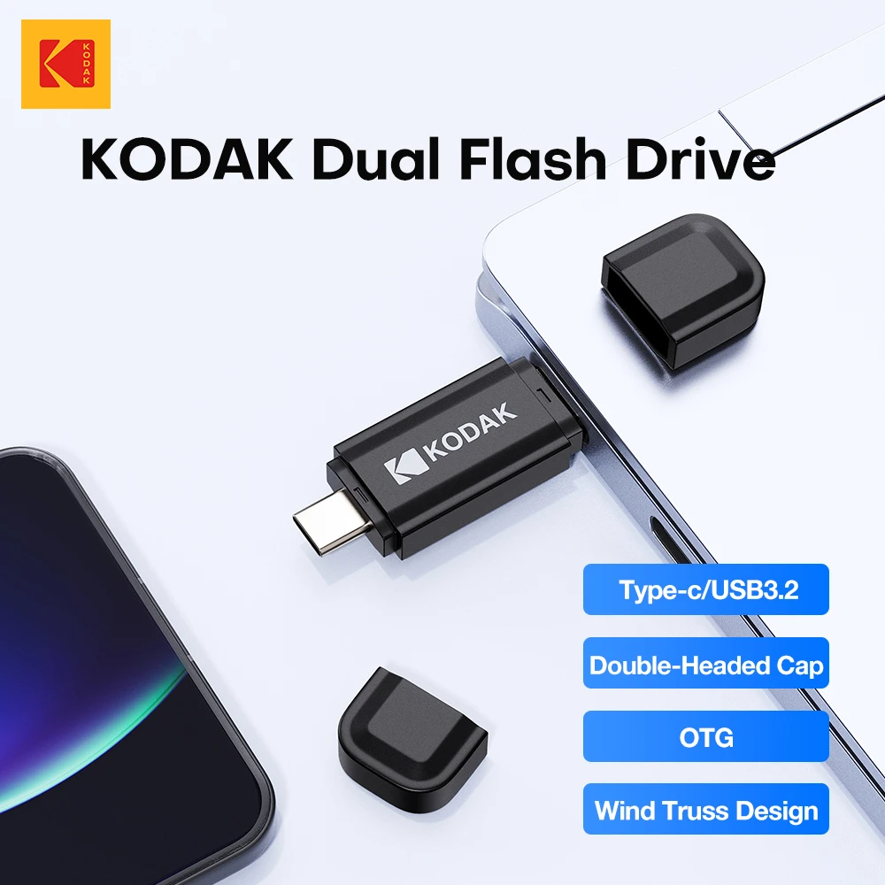 

KODAK Type-C USB3.2 Flash Drive 32GB 64GB 128GB 256GB Pendrive High Speed OTG Dual-Purpose Disk for Mobile Desktop Laptop PC