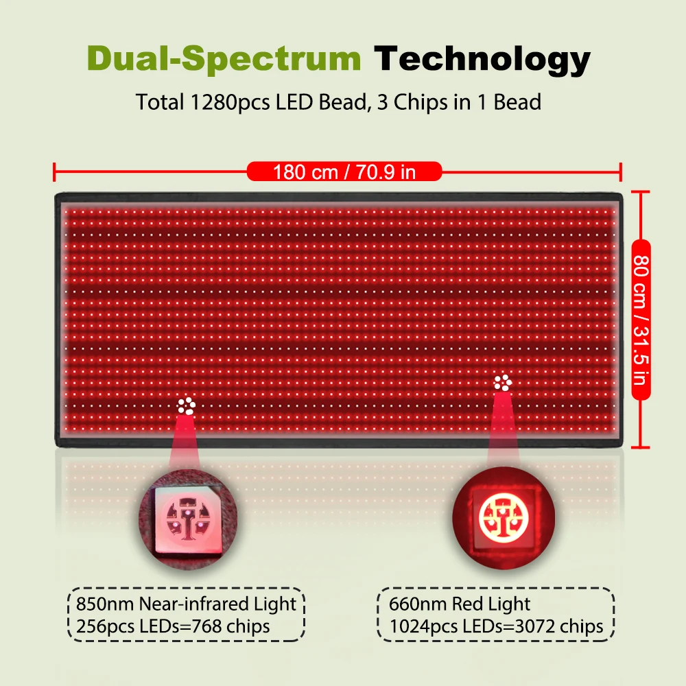 LOVTRAVEL Near Infrared Mat 1280pcs LED Reds Light Therapy Devices Large Pads for Whole Full Body Home Health Relaxation Device