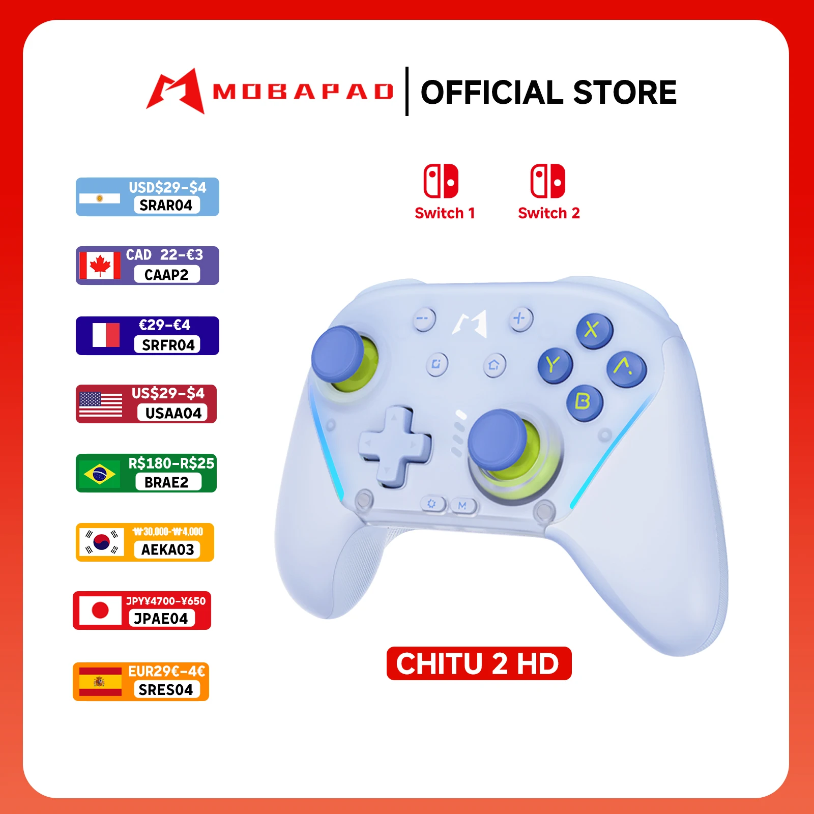 

MOBAPAD CHITU 2 Wireless Controller For Nintendo Switch/Switch 2 NS2 PC Steam Bluetooth TMR Air Joystick HD Vibration Gaming